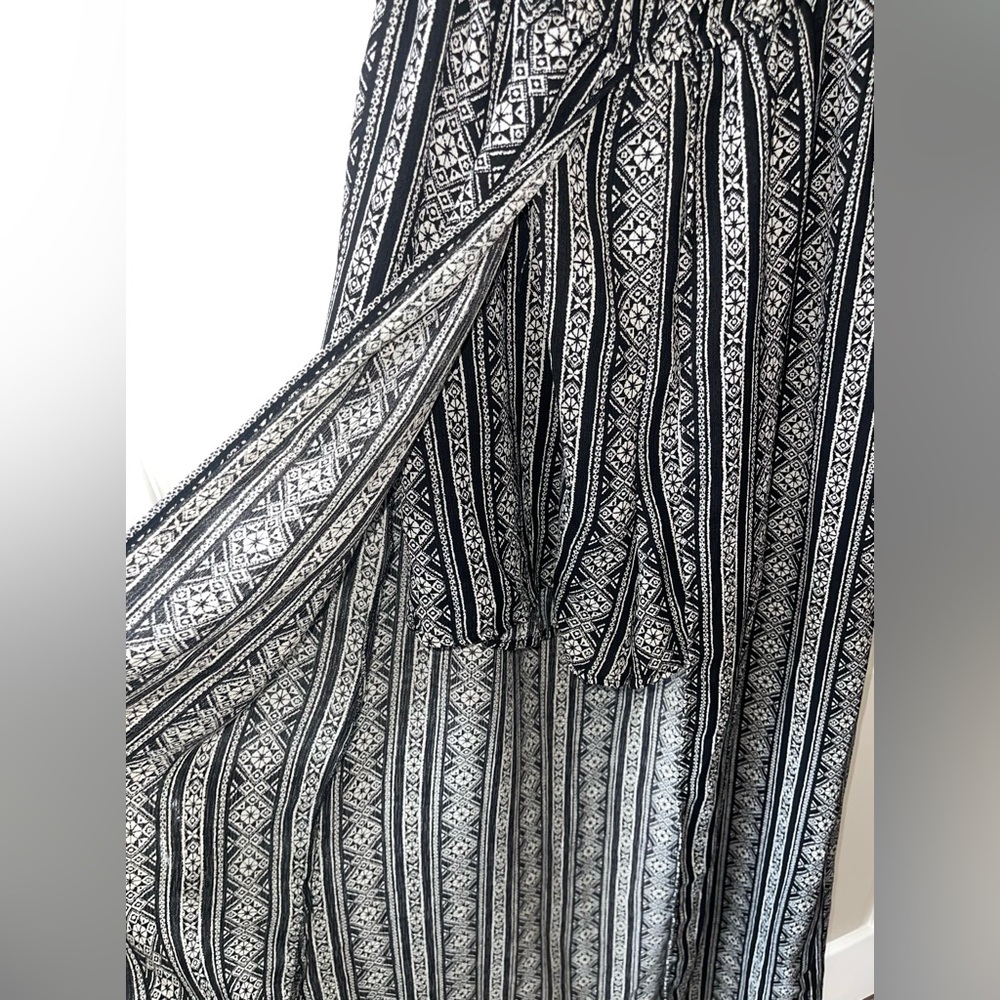 As U Wish Black and White Patterned Jumpsuit - Picture 3 of 11